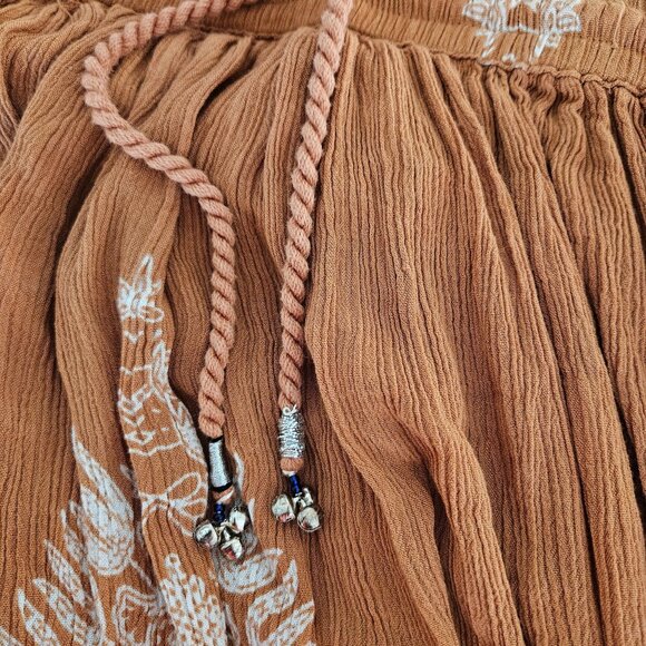 Philosophy Republic Maxi Skirt Large Boho Festival Gauzy  Tan Tie Waist - Picture 2 of 9